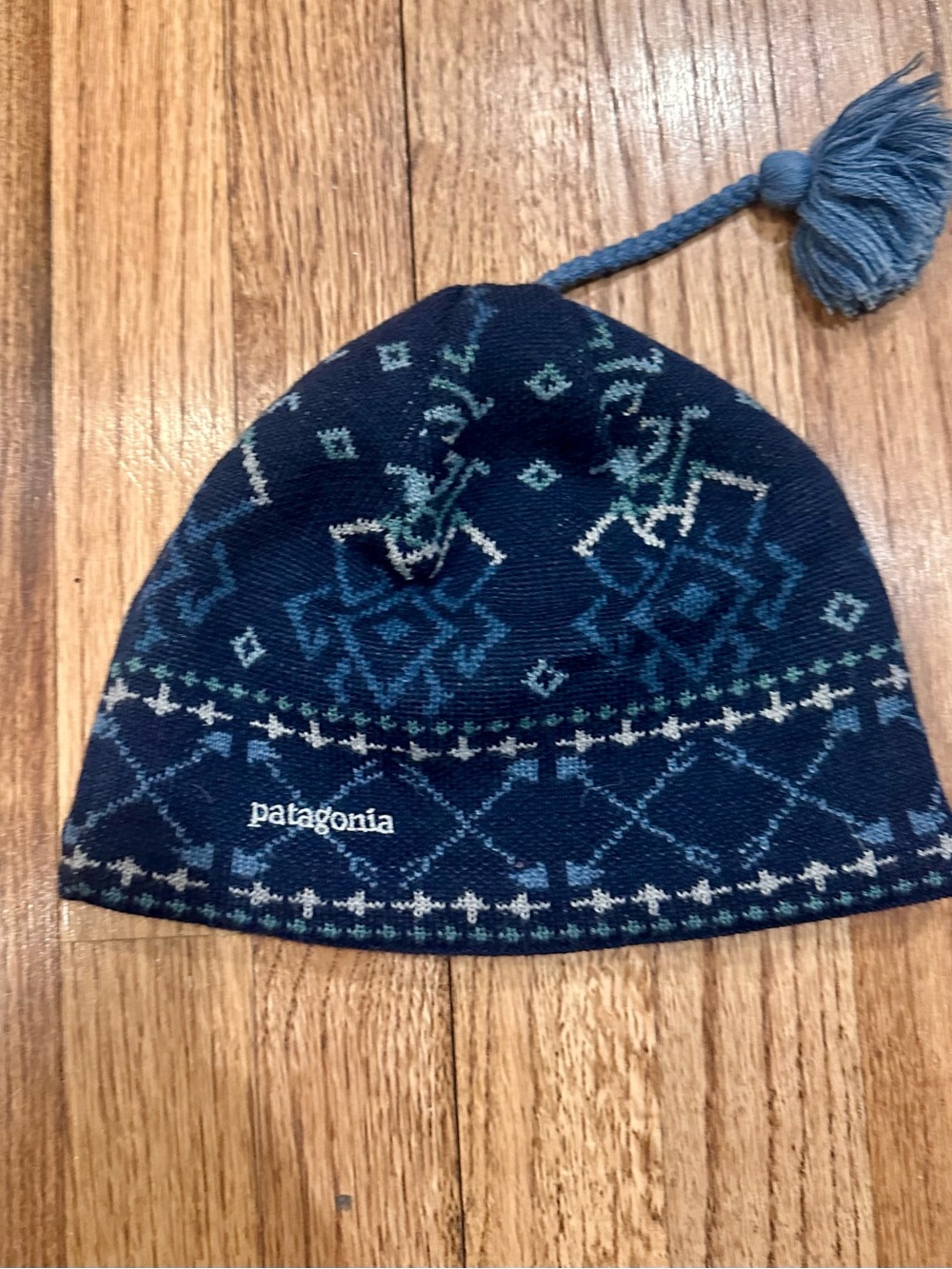 Patagonia Kids Navy & Teal Patterned Tassel Beanie